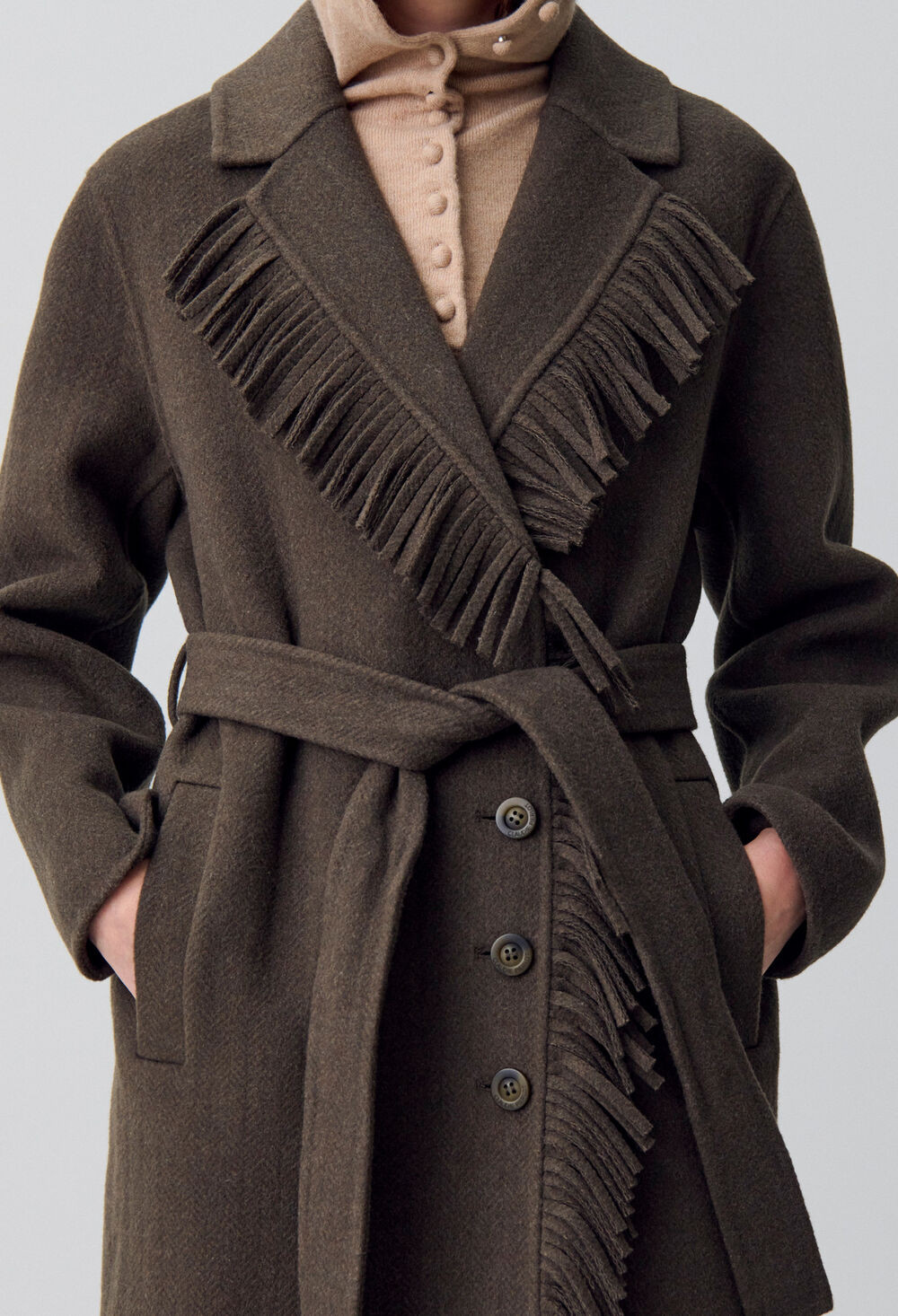 Langer Mantel mit Fransen | Claudie DE | Claudie Pierlot (FR, DE, ES, UK)