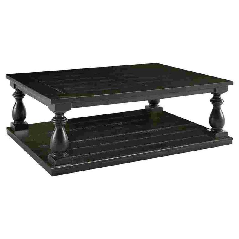 Cocktail Table With Turned Pedestal Legs And Plank Top, Black | Wayfair North America