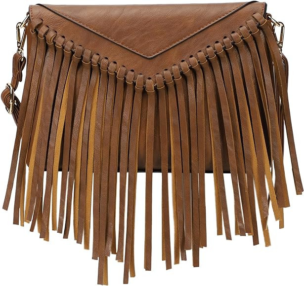 Tassel Crossbody Purse for Women PU Leather Western Hobo Fringe Handbag Shoulder Bag | Amazon (US)