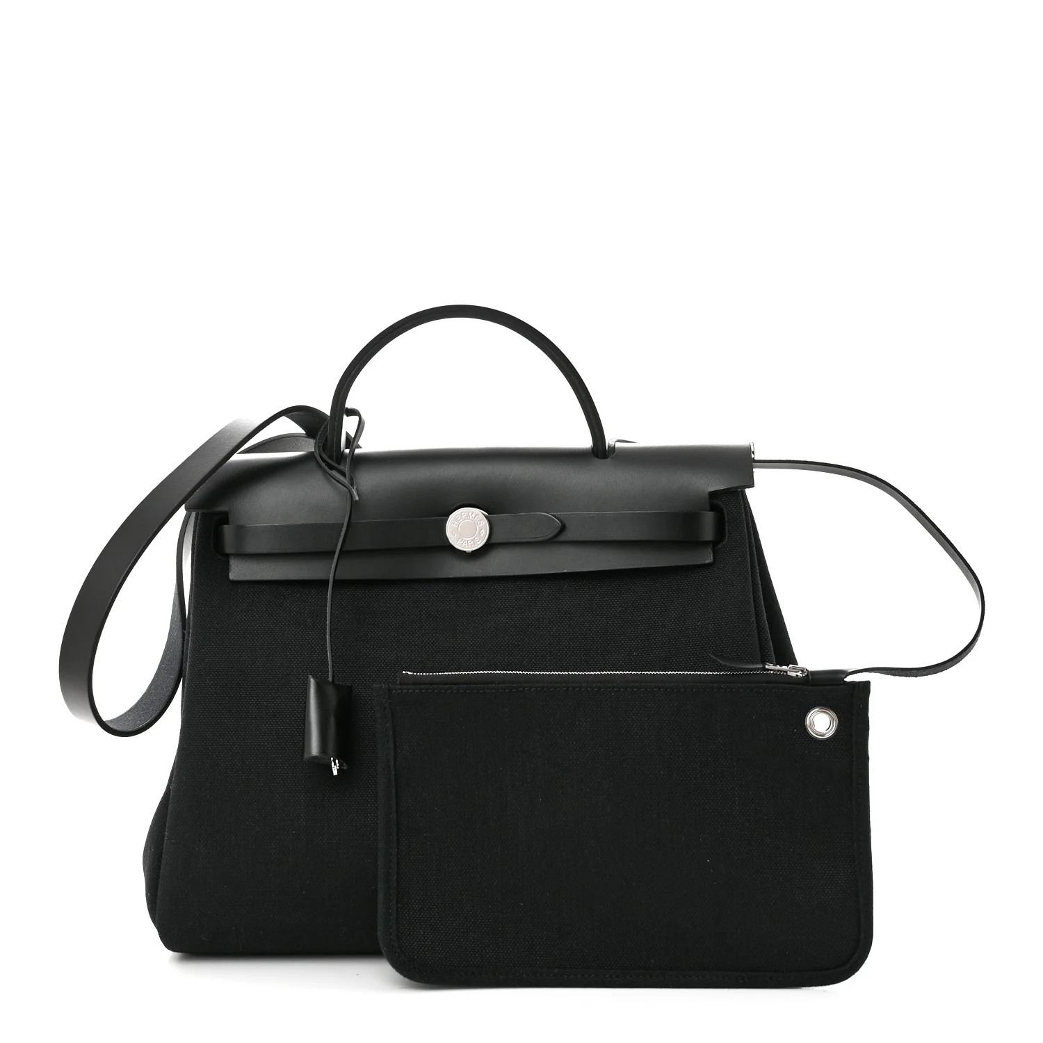 Military Toile Vache Hunter Herbag Zip Retourne 31 PM Black | FASHIONPHILE (US)