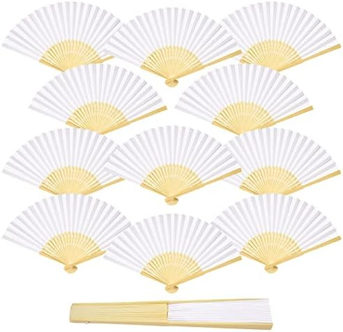 ZOOI Paper Fan Wedding Decorations, 12 PCS White Hand Fan Folding, Wedding Favours for Guests, Pa... | Amazon (UK)