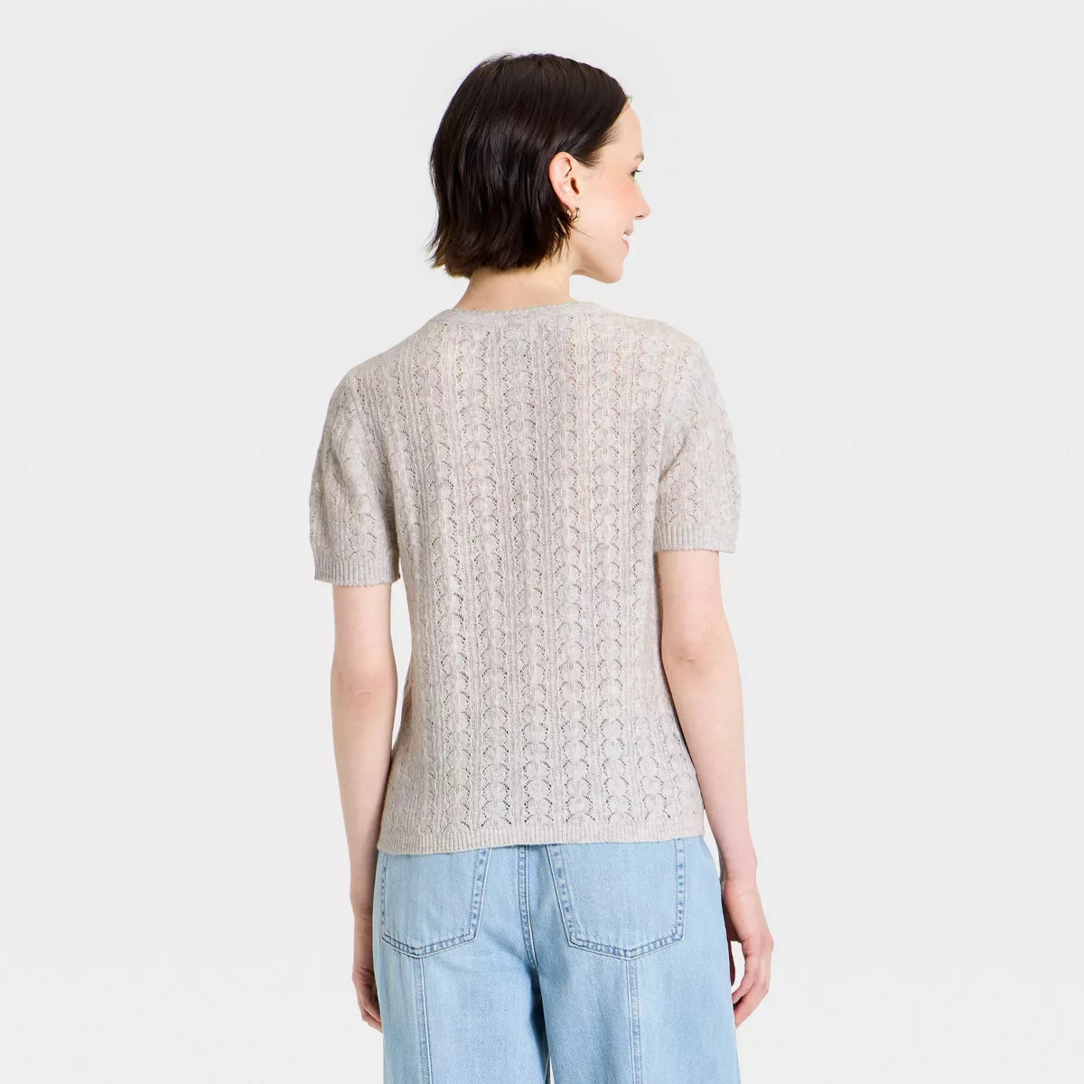 Women's Short Sleeve Heirloom Henley Pullover Sweater - Universal Thread\u2122 Heather Gray XS | Target