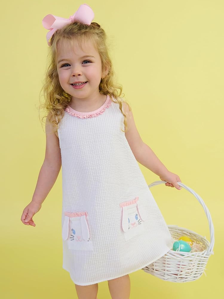 RuffleButts Baby/Toddler Girls Seersucker Ruffle Pocket Dress | Amazon (US)