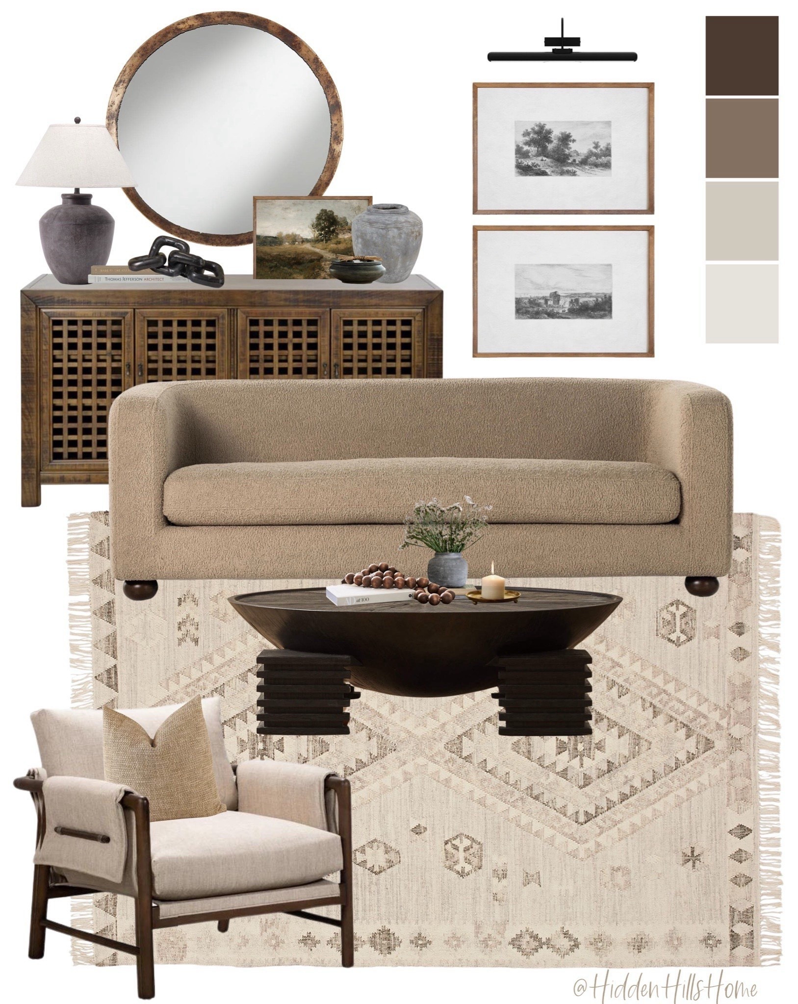 Modern classic living room mood board, living room design ideas, living room mood board, family room decor #livingroom 

#LTKSaleAlert #LTKHome