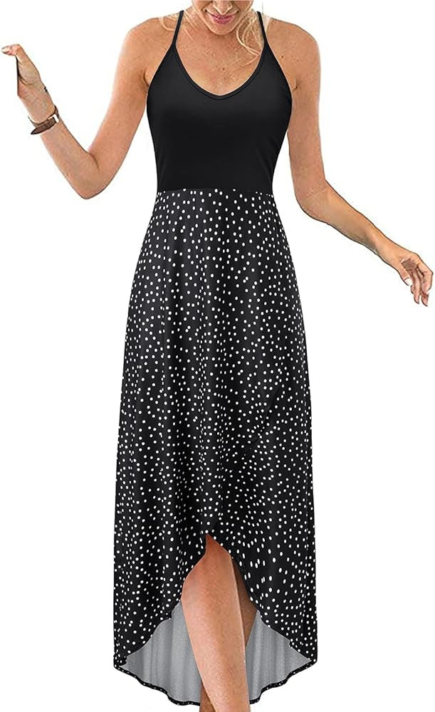 KILIG Women's V Neck Sleeveless Casual Summer Sundresses Asymmetrical Patchwork Floral Maxi Dress... | Amazon (US)