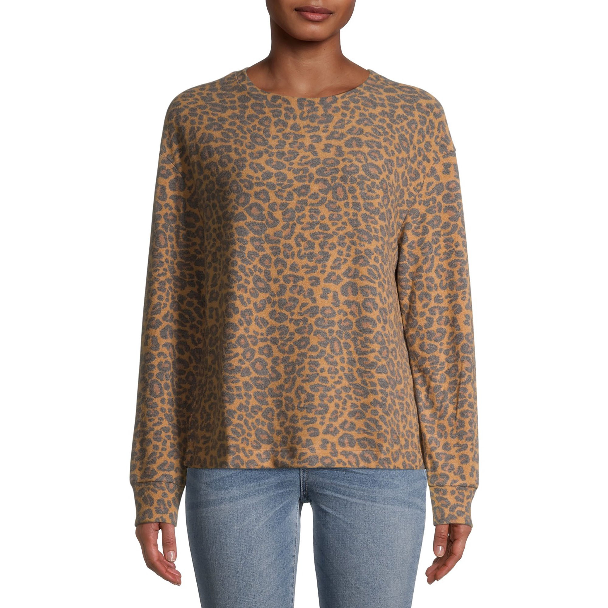 Time and Tru Women's Hacci Crewneck Pullover | Walmart (US)