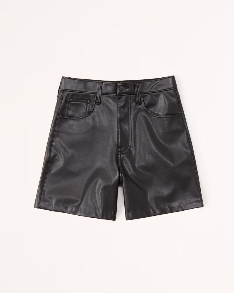 Women's Vegan Leather High Rise Dad Shorts | Women's Bottoms | Abercrombie.com | Abercrombie & Fitch (US)