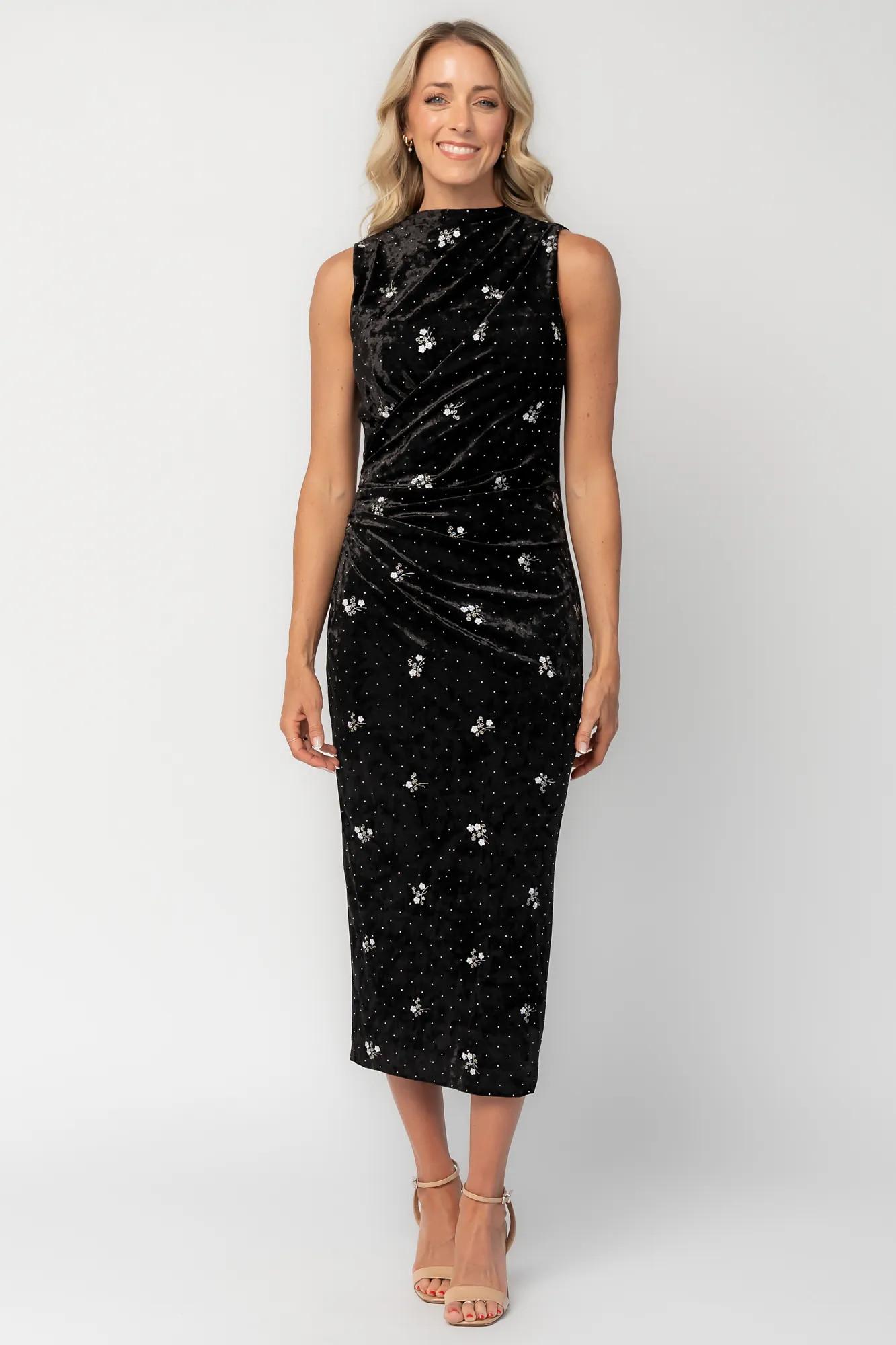 Moonlight Velvet Midi Dress | Black | Baltic Born