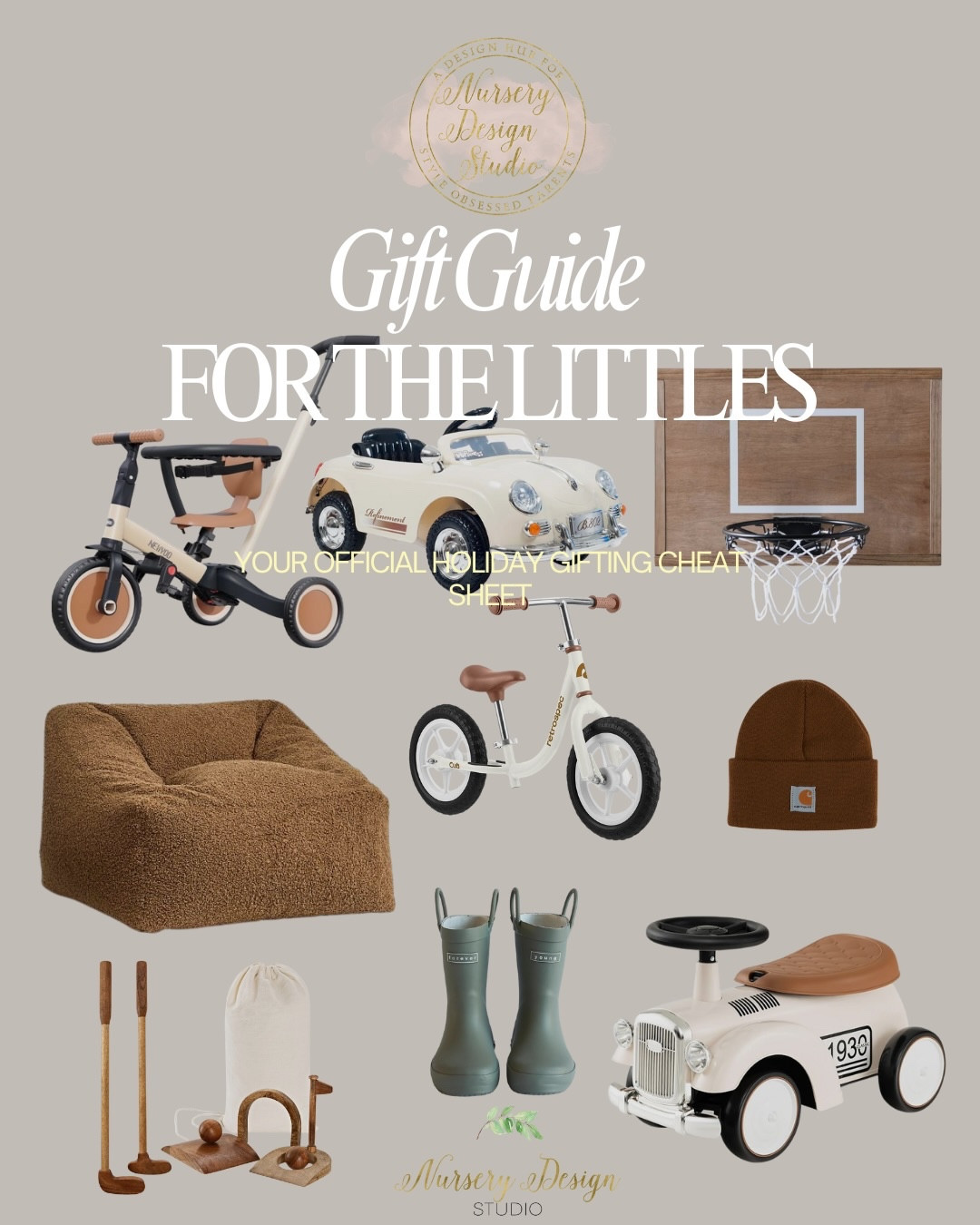 If you want gifts they’ll actually use (and not abandon by January), this is your guide.
I curated our designer-approved list of beautiful, functional pieces for toddlers + littles — toys that spark creativity, encourage open-ended play, and look gorgeous in any playroom or nursery.

Full Gift Guide on nurserydesignstudio.com

