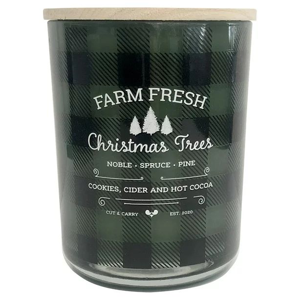 Farm Fresh Holiday 2-Wick Candle with Wooden Lid, Green Plaid, Long Burning, Clean & Fragrant, Ch... | Walmart (US)