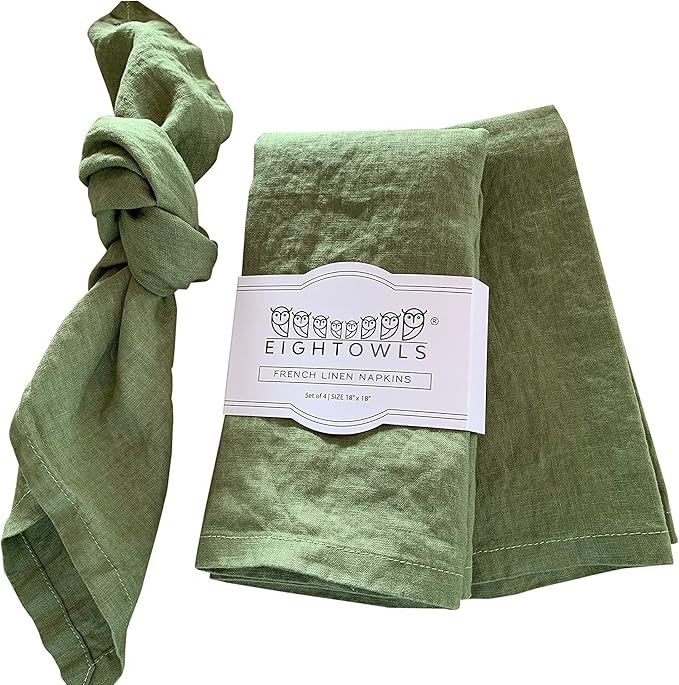 Linen Napkins –100% French Flax – Stonewashed Pure Linen Cloth Napkins - Size 18 Inch x 18 In... | Amazon (US)