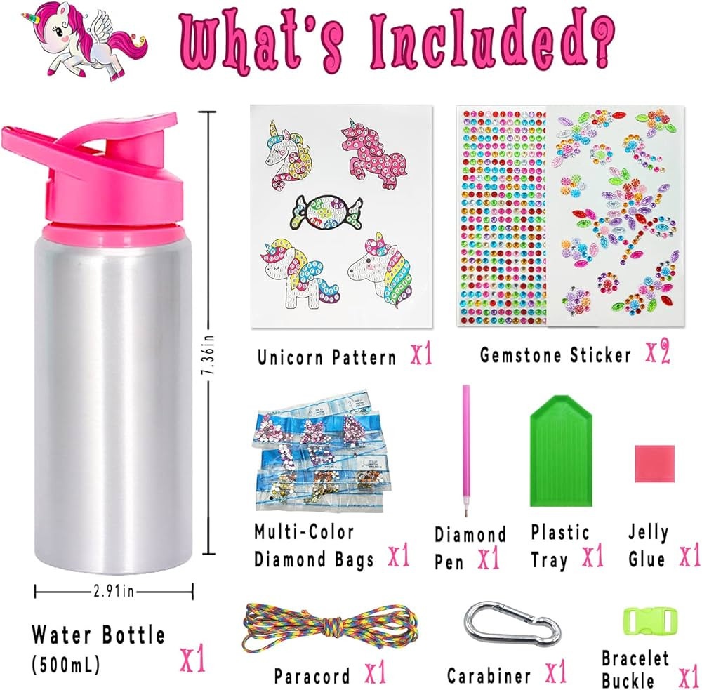 7July Decorate Your Own Water Bottle Kits for Girls Age 4-6-8-10,Unicorn Gem Diamond Painting Cra... | Amazon (US)