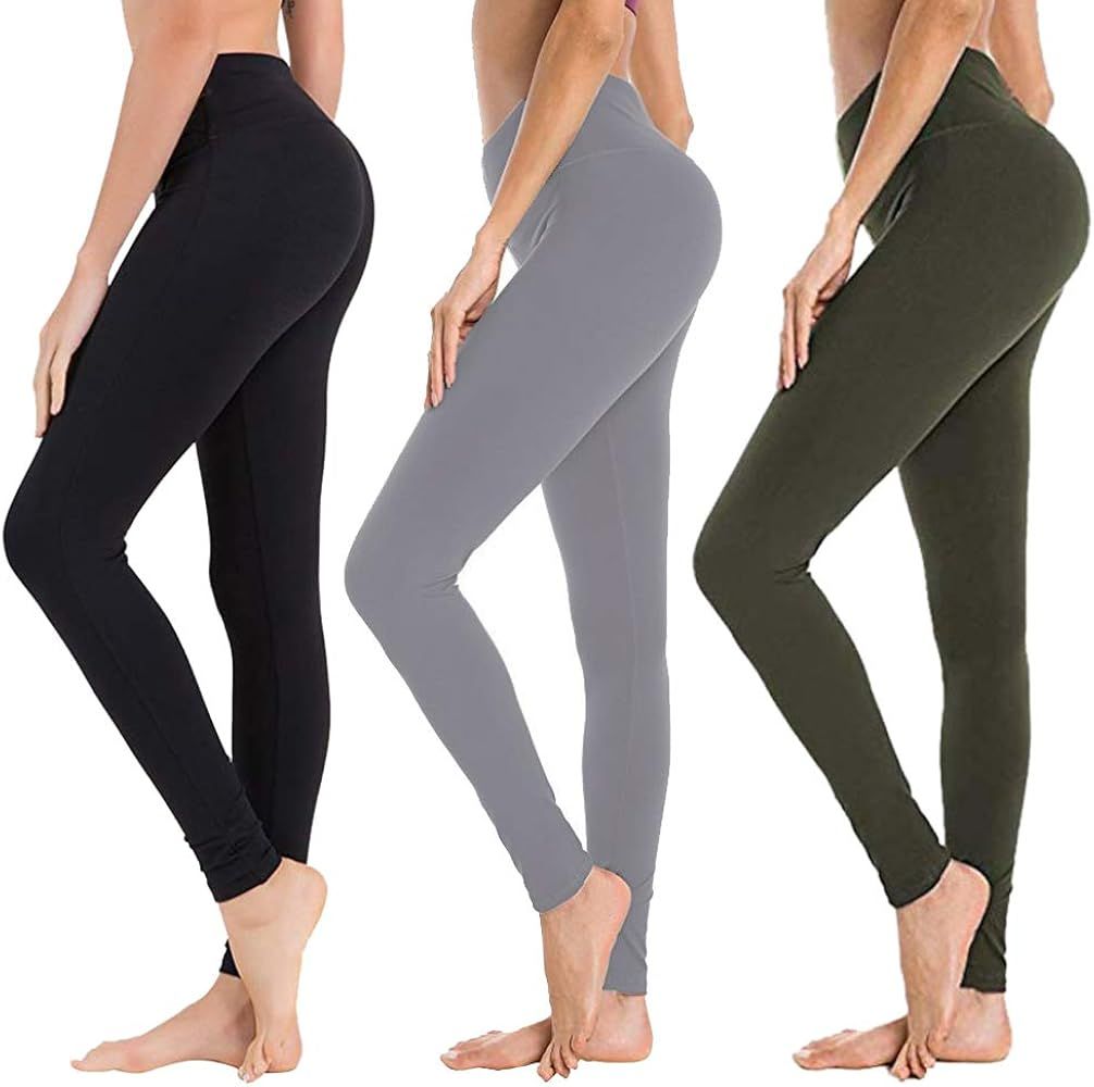 High Waisted Leggings for Women - Soft Athletic Tummy Control Pants for Running Cycling Yoga Work... | Amazon (US)