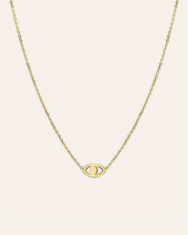 14k Gold Mini Evil Eye Necklace | Zoe Lev Jewelry