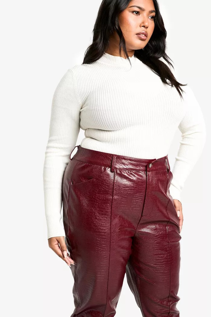 Plus Slim Fit Croc Pu Pants | boohoo (US & Canada)