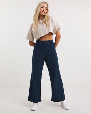 Lottie Mid Blue Wide Leg Jeggings | Simply Be | Simply Be (UK)