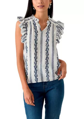 Fever Women's Petite Flutter Sleeve Top | Belk