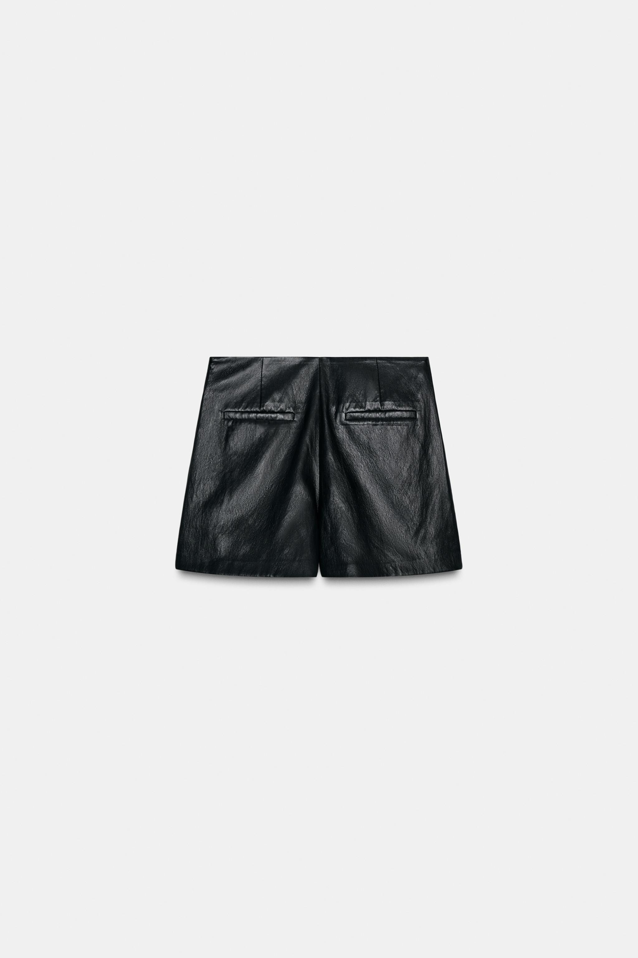 FAUX LEATHER RUCHED SKORT | Zara US