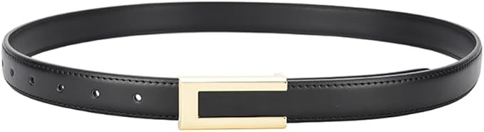 Yuangu Womens Belts for Jeans, Womens Leather Belt with Gold Buckle, Skinny Belts for Pants Dress... | Amazon (US)