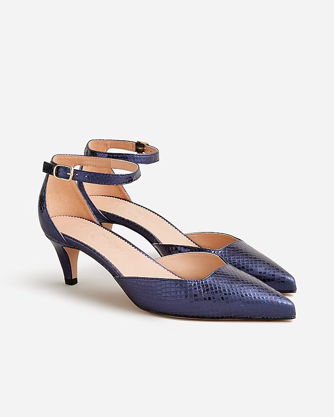 Collection pointed-toe heels in metallic snake-embossed leather | J. Crew US