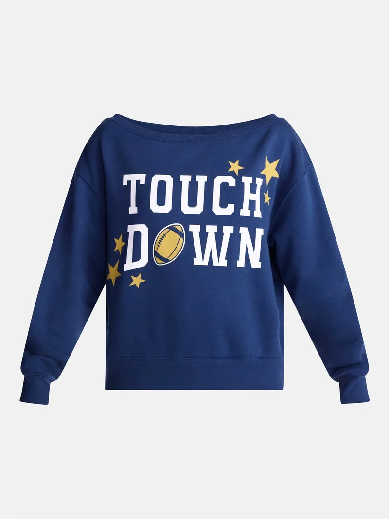 No Boundaries Off the Shoulder Sweatshirt with Long Sleeves, Midweight, Women\u2019s XXS-4X | Walmart (US)