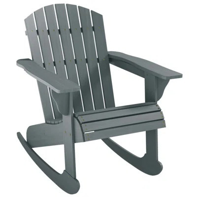Wooden Adirondack Rocking Chair Outdoor Lounge Chair Fire Pit Seating With Slatted Wooden Design | Wayfair North America