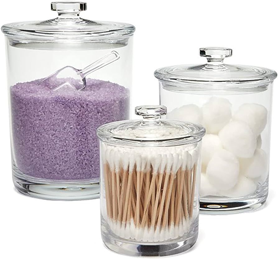 Premium Quality Clear Acrylic Plastic Apothecary Jars with Lids for Bathroom & Kitchen Organizati... | Amazon (US)