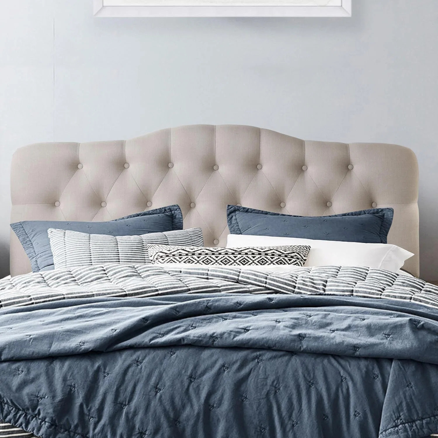 Linen Upholstered Headboard-Modern-Adjustable Height-Button Tufting | Wayfair North America
