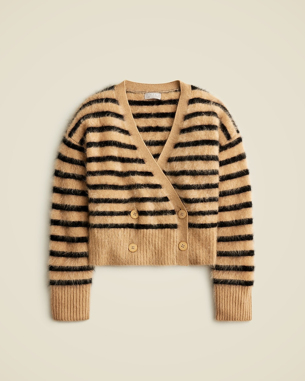 Brushed cashmere double-breasted cardigan sweater in stripe | J. Crew US