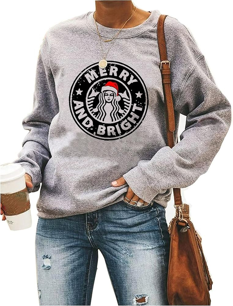 Christmas Sweatshirts for Women Ugly Christmas Sweater Women Merry and Bright Sweater Outfits Hol... | Amazon (US)