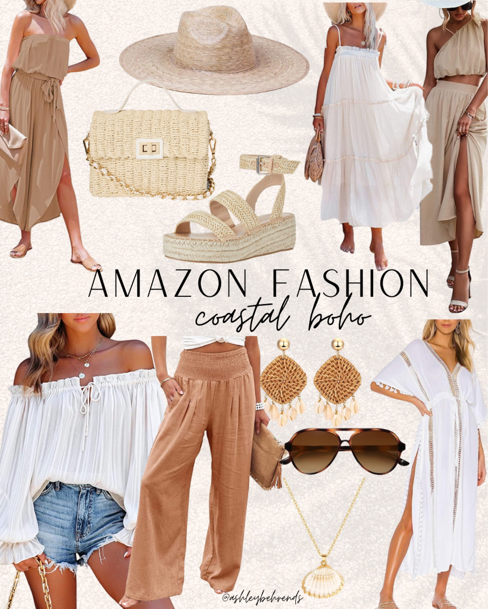 Coastal boho Amazon fashion finds 🌊☀️🌾 
Boho style, bohemian, neutral, beach style, vacation outfits, dresses, romper, beachwear, sunglasses, accessories, hat, straw, rattan, raffia, seashell, necklace, sandals, coverup, matching set 
#styleinspo #amazonfashion #coastal #boho #bohemian #bohostyle #vacationoutfits #summerstyle #summerfashion #resortwear #straw #hat #sunhat #fedora #rattan #raffia #purse #matchingset #dress #blouse #beachpants #coverup #jewelry #accessories #sunglasses #whitedress 

#LTKtravel #LTKSeasonal #LTKstyletip