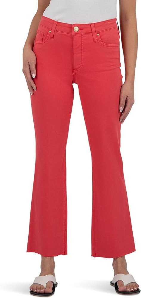 KUT from the Kloth Kelsey High-Rise Fab AB Ankle Flare with Raw Hem | Amazon (US)