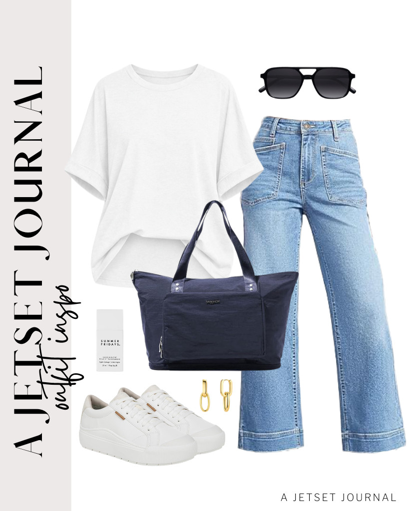 This white oversized tee from ATHMILE paired with Cicy Bell jeans is perfect for Dr. Scholl’s Time Off sneakers and a Baggallini travel tote. Complete the look with a pair of double-hoop earrings and a Summer Fridays skin tint.

#LTKSeasonal #LTKSaleAlert #LTKTravel
 

 