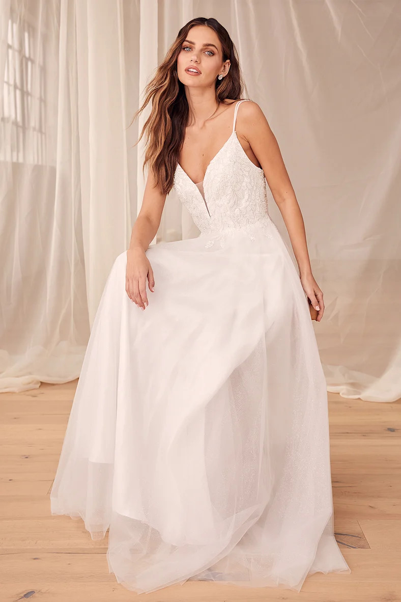 Forever Is Ours White Sequin Embroidered Tulle Maxi Dress | Lulus (US)