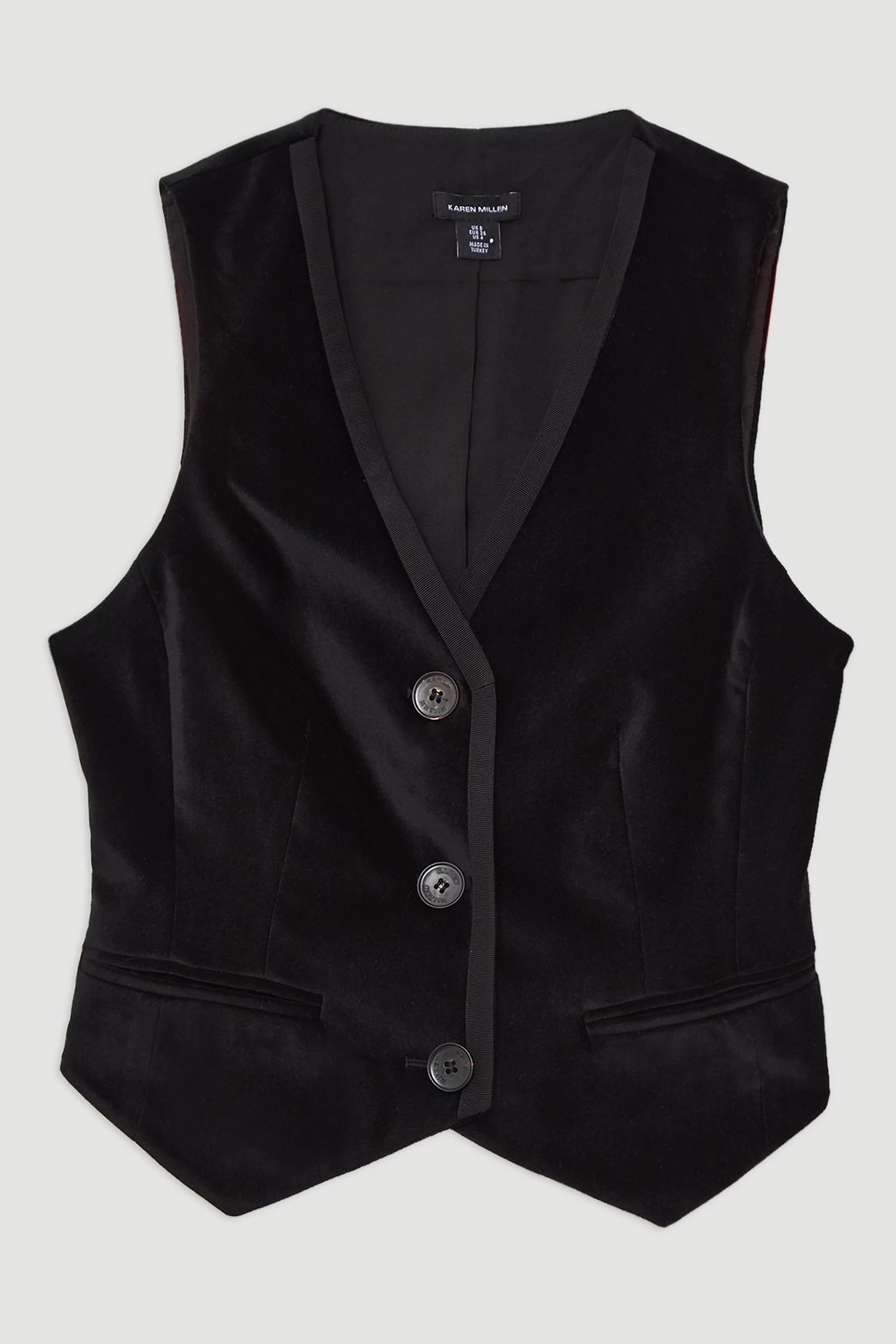 Velvet Grois Grain Tailored Waist Coat | Karen Millen | Karen Millen UK + IE + DE + NL