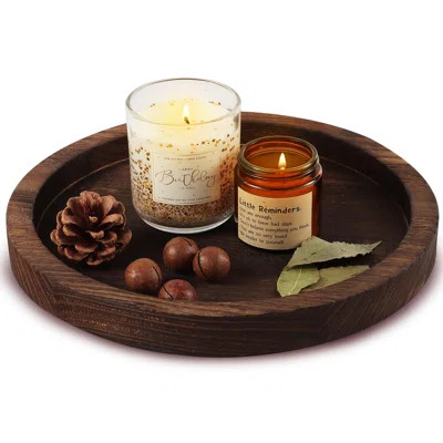 Wooden Decorative Tray Candle Holder Round Wood Tray Home Decor,Centerpieces Plates For Table Centerpieces For Coffeetable,Christmas Decor | Wayfair Professional