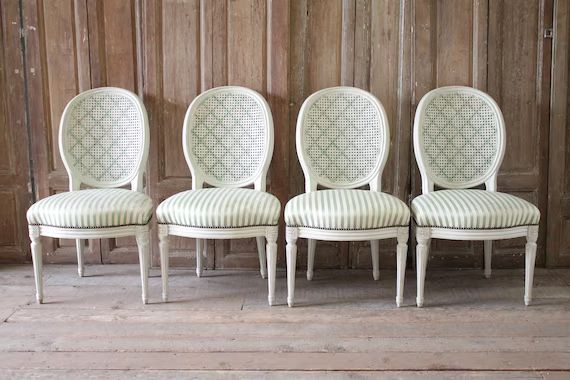 SALE Set of Four Louis XVI Style French Painted Cane Back Dining Chairs | Etsy (US)