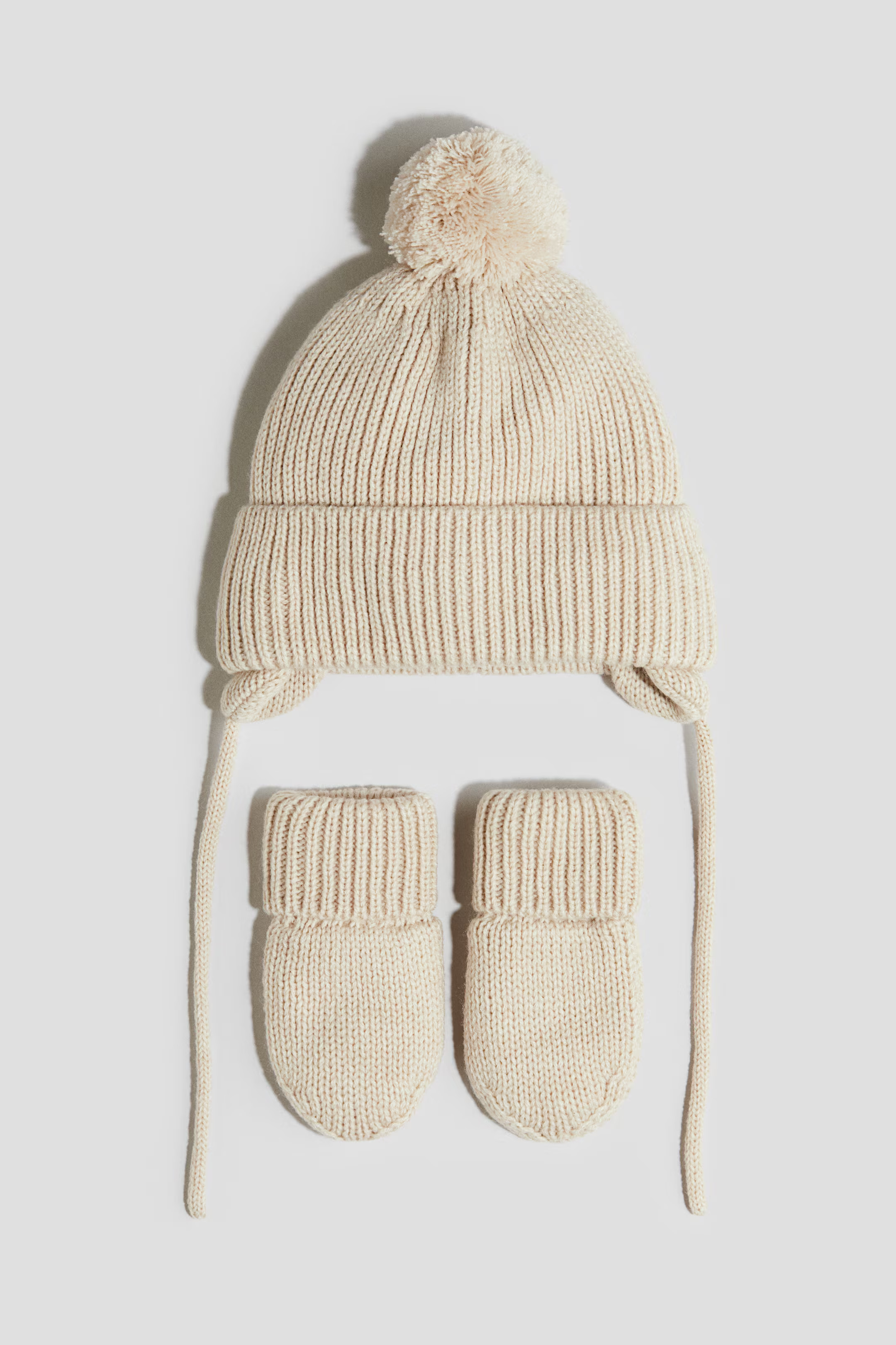 2-piece Beanie and Mittens Set - Light beige - Kids | H&M US | H&M (US + CA)