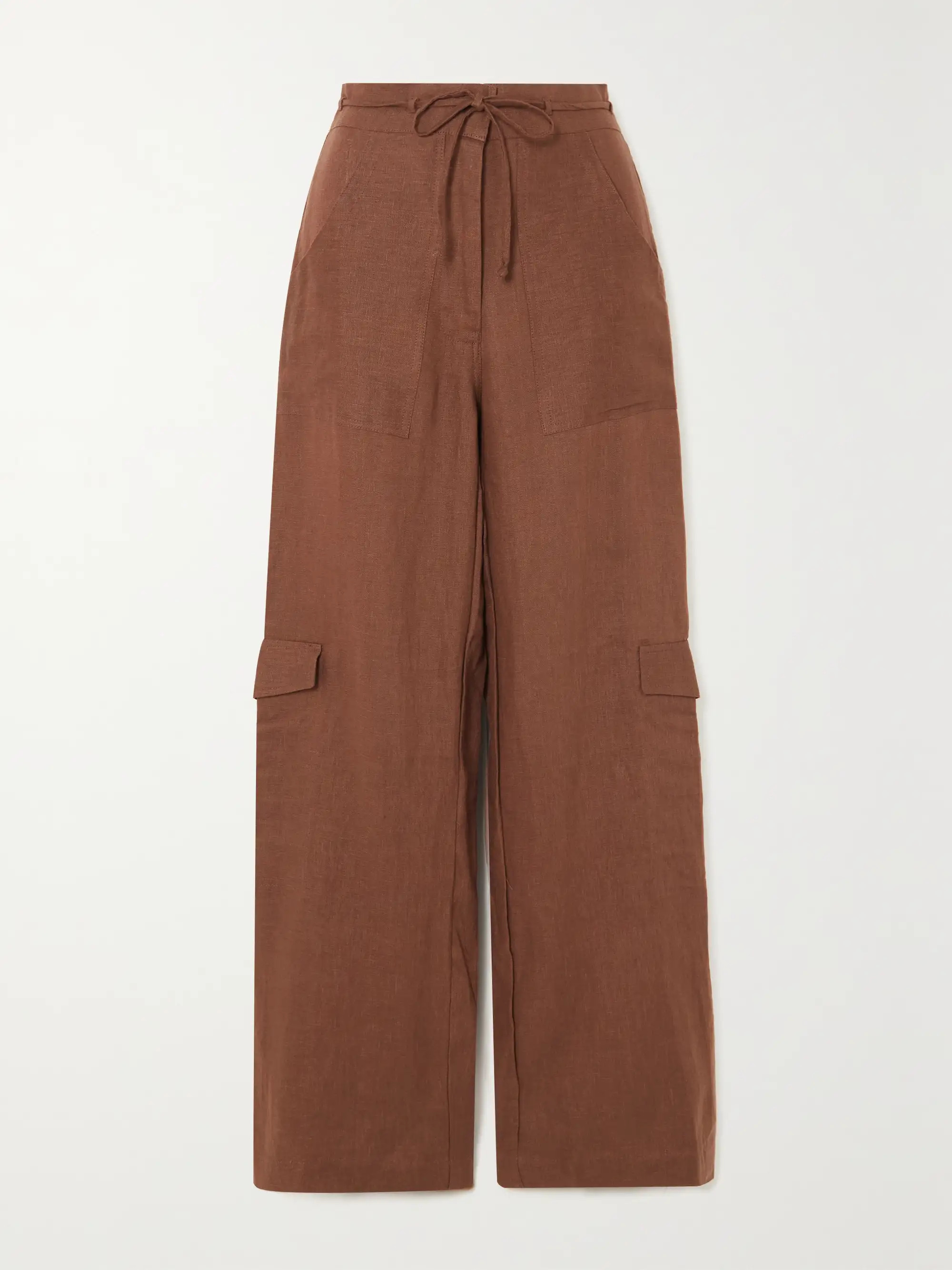 Relais belted linen straight-leg pants | NET-A-PORTER (US)