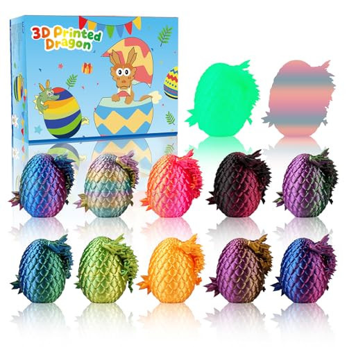 JOMBY 12PCS 3D Printed Dragon Eggs with Dragon Inside, Prefilled Easter Eggs with Dragon Toy for Basket Stuffers, Unique Desktop Decoration & Easter Basket Stuffers Essentials for Kids | Amazon (US)
