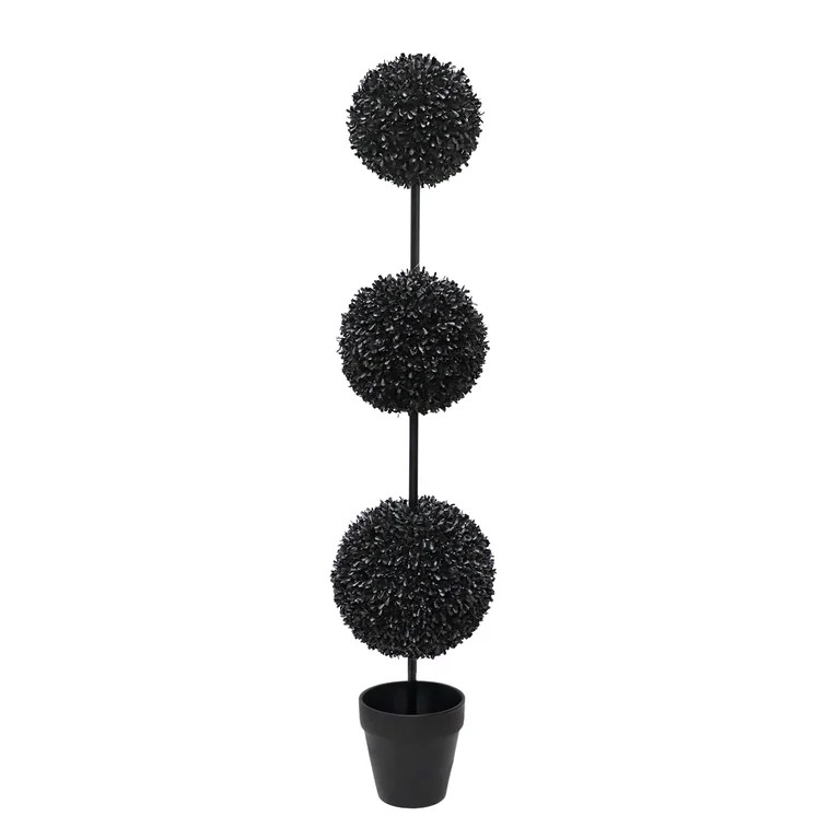 My Texas House Halloween Artificial 3-Ball Topiary, Black, 4' | Walmart (US)