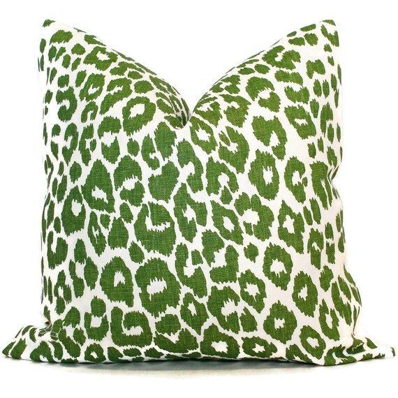 Outdoor Schumacher Iconic Leopard in Green Decorative Pillow | Etsy | Etsy (US)