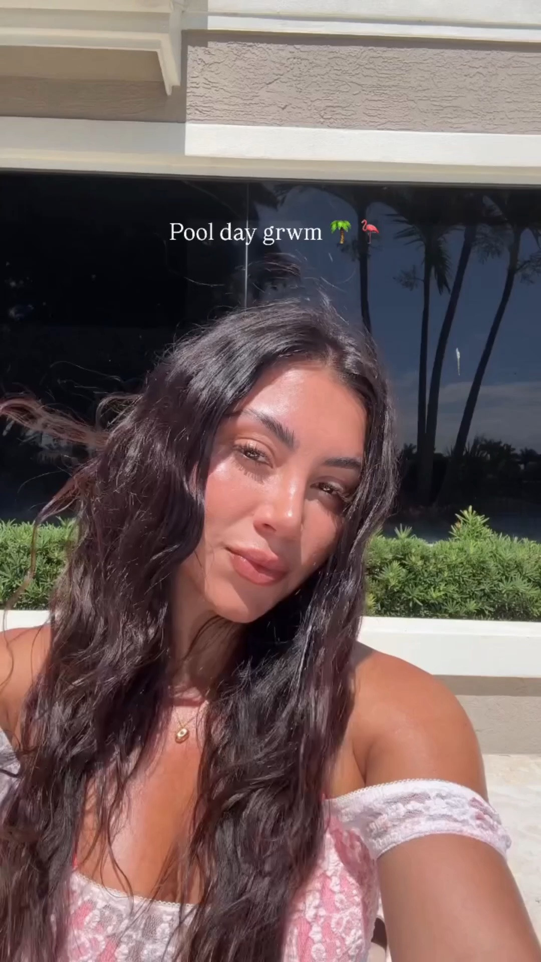 Perfect day in the sun 🌞 🦩 👙 🌴 

@myceremonia rescue spray 
@rhode glazing milk & mist 
@patricktabeauty Major sculpt creme contour & powder bronzer- shade she’s bronzed 
@patricktabeauty Major skin soft blur brightening concealer shade medium golden 
@patricktabeauty NEW 🍑 Liquid transition brightening blush shade; did you notice 
@patricktabeauty major moisture smoothing lip balm shade milk tea
@kyliecosmetics precision pout lip liner 
@diorbeauty backstage glassy glow stick highlighter balm shade glazed bubble 
@benefitcosmetics brow setter clear 
@tower28beauty setting powder & brown mascara 

#makeup #grwm #poolday #rhode #patricktabeauty