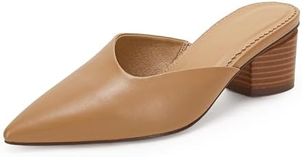 Coutgo Womens Pointed Toe V Cut Mules Chunky Block Heels Slip On Clogs Fashion Office Slides Shoe... | Amazon (US)