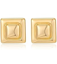 Tone Stud Earrings Statement Square Two Tones Earrings for Women Trendy Geometric Jewelry | Amazon (US)