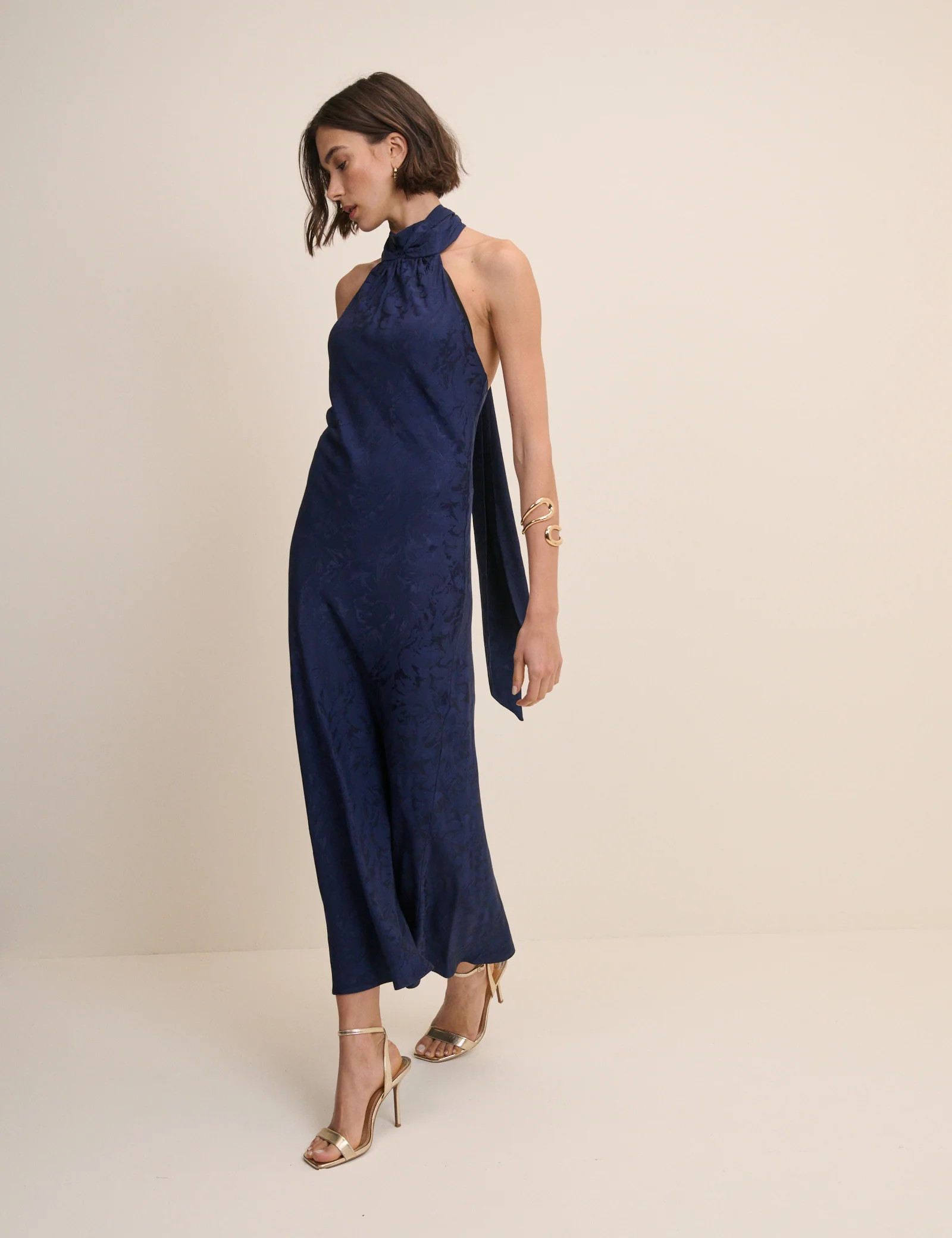 Navy Floral Jacquard Fifi Maxi Dress | Nobody's Child