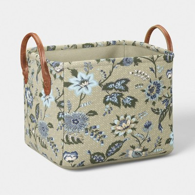 Small Quilted Fabric Bin Green Floral - Threshold™ | Target