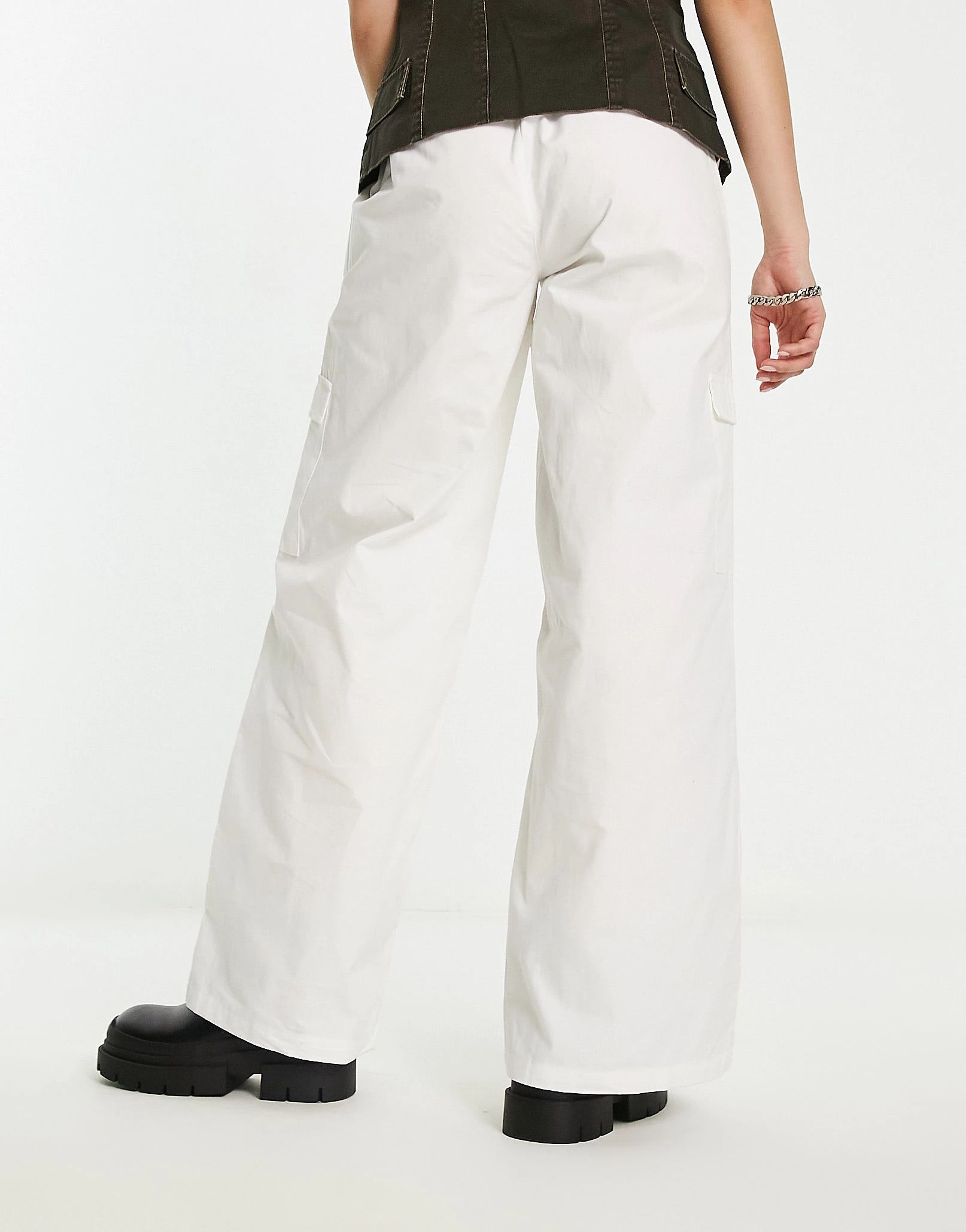 Rebellious Fashion wide leg cargo trousers in white | ASOS (Global)