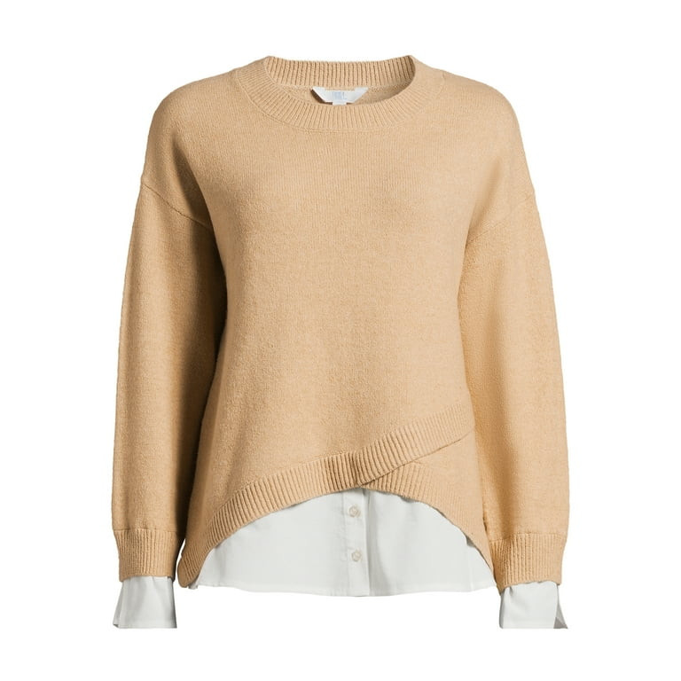 Time and Tru Women's Fine Layered Look Sweater, Lightweight | Walmart (US)