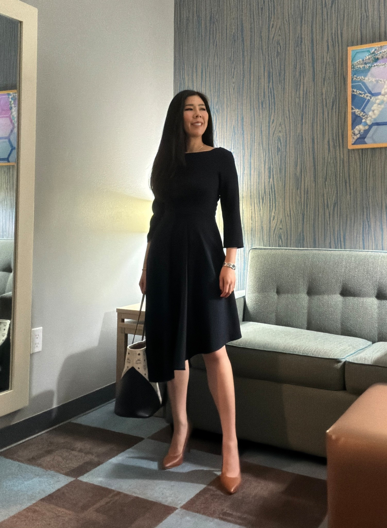 There’s something about a boat neck (bateau) neckline that really draws me in. It accentuates my collarbone and I feel that this elegant design choice instantly elevates any look. Coupled with the wide neck curvature, this dress has an asymmetrical cut with some fabric layered on one side. This can easily be worn to a cocktail event but I decided to wear it to work! Gone are the days of saving clothes for a special occasion! 

#businesscasual #mididress #modeststyle #asymmetricaldress #elegantdress #bluedress #boatneck 

#LTKPetite #LTKootd #LTKWorkwear